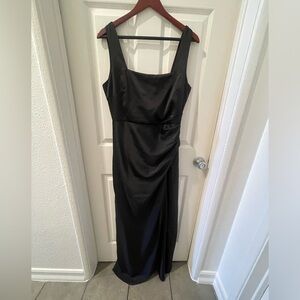 Lulus Square Neck Column Satin Dress